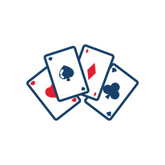 poker cards icon, line and fill style