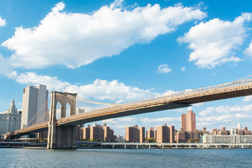 Beautiful Brooklyn Bridge on a sunny day in New York City