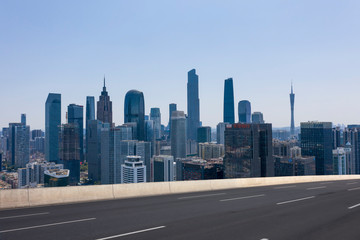 Expressway with urban scenery background in Guangzhou