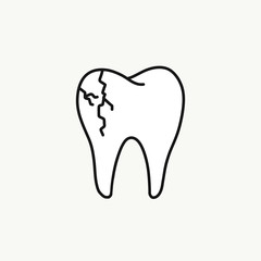 tooth crack doodle icon, vector illustration