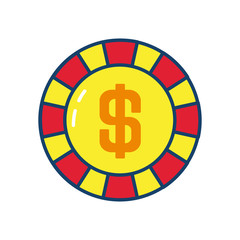 casino chip icon, line and fill style