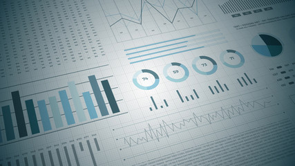 Statistics, financial market data, analysis and reports, numbers and graphs.