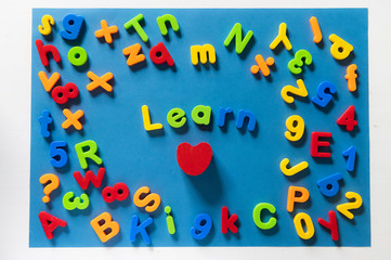 Colorful magnetic child letters spelling learn