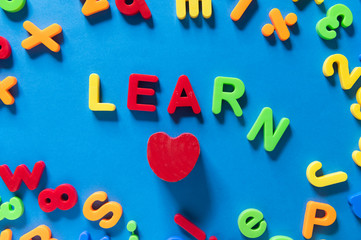 Colorful magnetic child letters spelling learn