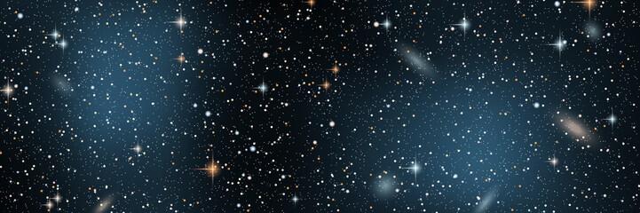 Obraz premium Night sky vector background with star cluster, nebula and galaxies