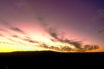 Panoramic view of colored sky. Great landscape.