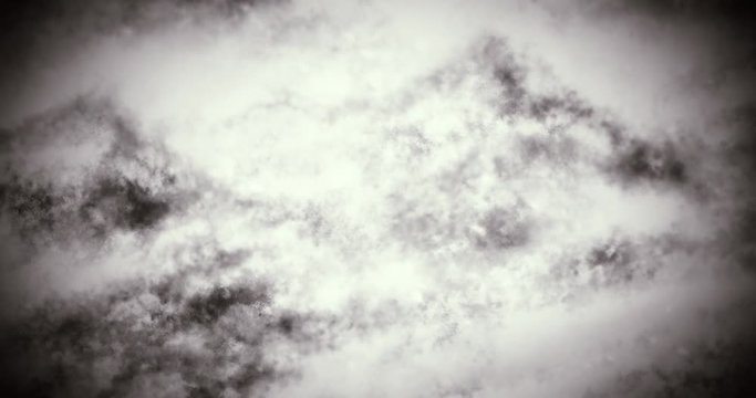 Animation with two people go in the mountains. Traveling in nature. Science fiction video with cinema background effect. 2D motion graphics.