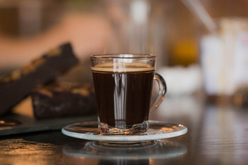 Cofee drink in a transparent cup