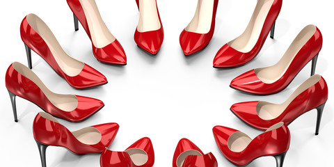 Red high heel shoes - 3D illustration
