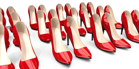 Red high heel shoes - 3D illustration