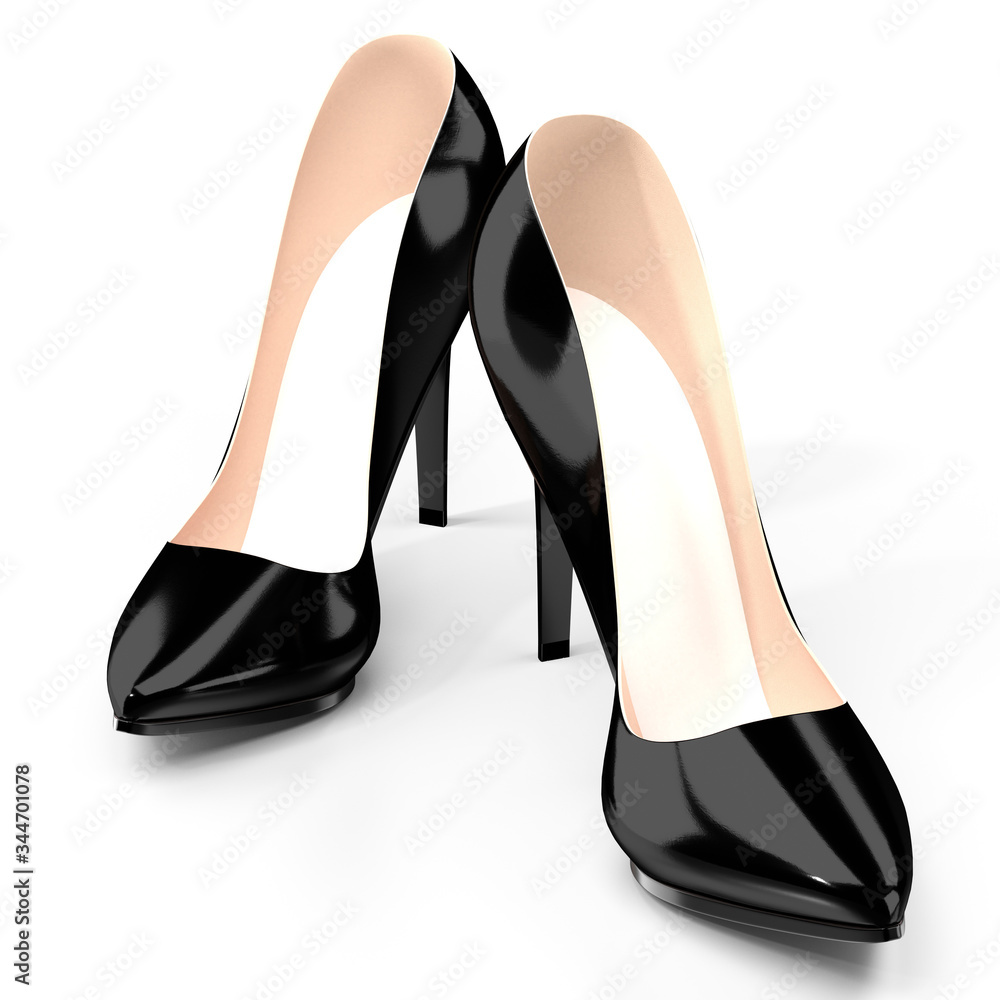 Wall mural black high heel shoes - 3d illustration