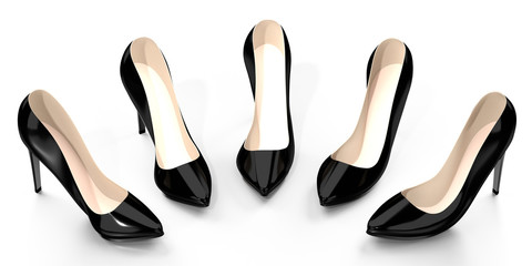 Black high heel shoes - 3D illustration