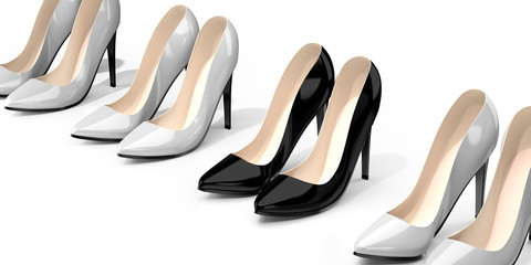 Black high heel shoes - 3D illustration