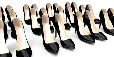Black high heel shoes - 3D illustration