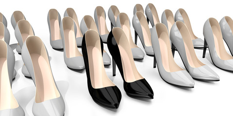 Black high heel shoes - 3D illustration