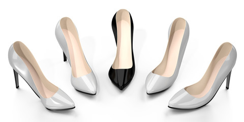 Black high heel shoes - 3D illustration