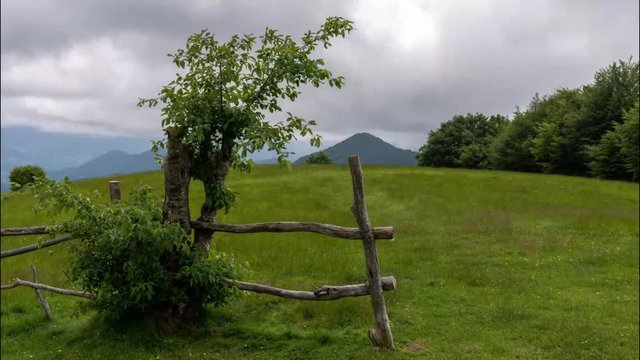 Video  di paesaggio  campestre con nuvole che corrono