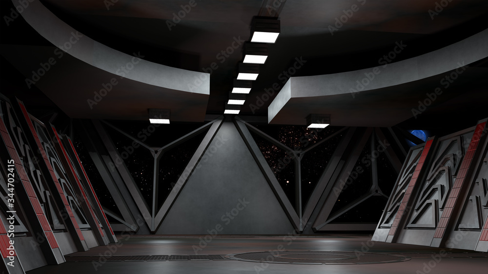 Wall mural space environment, ready for comp of your characters.3d rendering