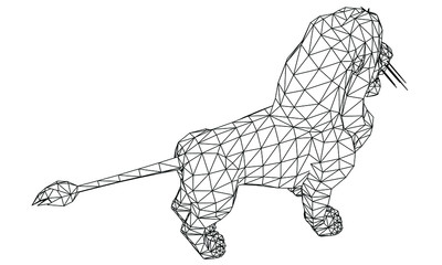 Male lion lines illustration. Abstract vector lion on the white background