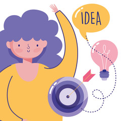 people creativity technology, girl idea target innovation cartoon