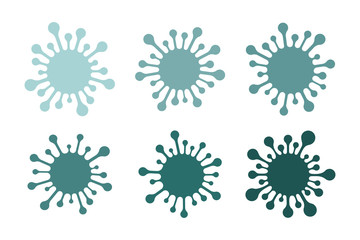 Set of six different coronavirus icons isolated on white background. Vector illustration.