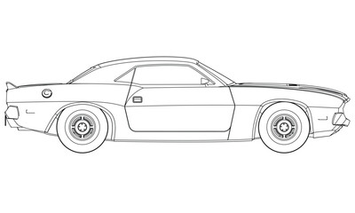 Sport car in outline. Sport vehicle template vector isolated on white.