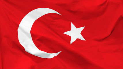 Fragment of a waving flag of the Republic of Turkey in the form of background, aspect ratio with a width of 16 and height of 9, vector