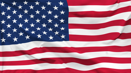 Obraz premium Fragment of a waving flag of the United States of America in the form of background, aspect ratio with a width of 16 and height of 9, vector