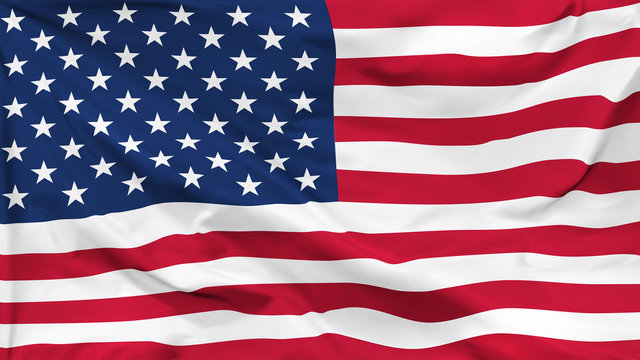 Fragment of a waving flag of the United States of America in the form of background, aspect ratio with a width of 16 and height of 9, vector