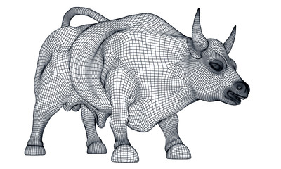 Angry bull polygonal lines illustration. Abstract vector bull on the white background