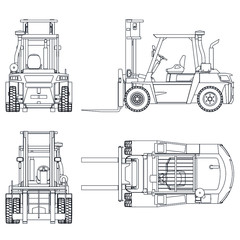 Forklift outline vector. Special machines for the building work.