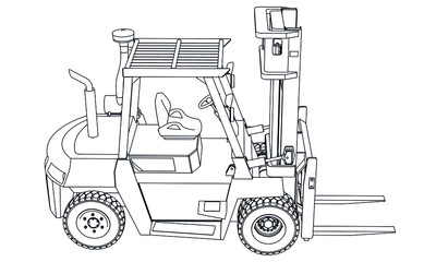 Forklift outline vector. Special machines for the building work.