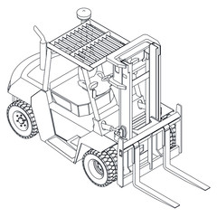 Forklift outline vector. Special machines for the building work.