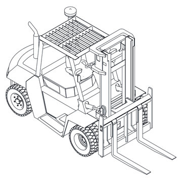 recommend clip art: Forklift outline vector. Special machines for the building work.