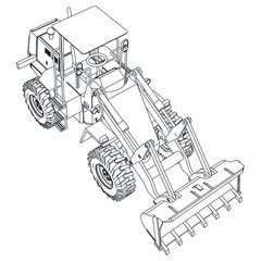 Wheel Loader outline vector. Special machines for the building work.
