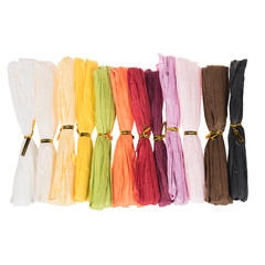 a set of colored paper ribbons