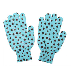 blue textile gloves for working with plants in the garden