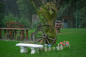 Jardin clasico bancas de madera