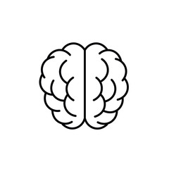 human brain two hemispheres top view. the right and left hemispheres of the brain. black icon vector graphic