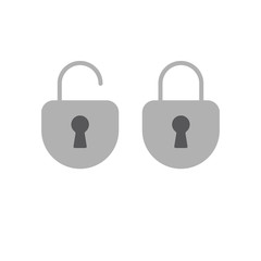 Lock open and closed icons. Symbol of securty and safety, keyhole and padlock pictograms.