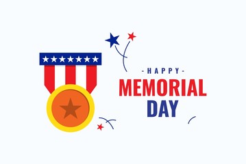 Fototapeta premium Happy memorial day design template.