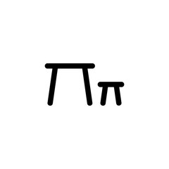 Table & Chair Restaurant Outline Icon Logo Vector Illustration
