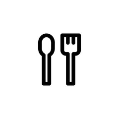 Spoon & Fork Restaurant Outline Icon Logo Vector Illustration
