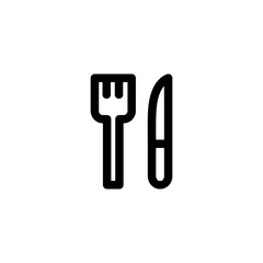 Fork & Knife Restaurant Outline Icon Logo Vector Illustration
