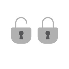 Lock open and closed icons. Symbol of securty and safety, keyhole and padlock pictograms.