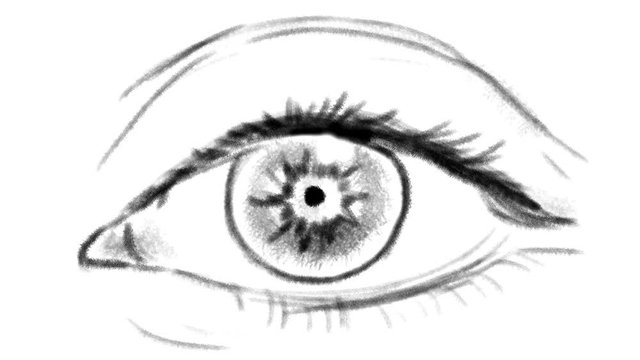 Black-and-white classic animation of gradual expansion and narrowing of the pupil of the eye