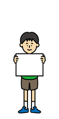フリップ/メッセージボードを持つ男の子