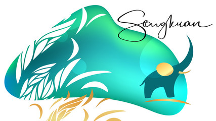 Spring Songkran festival. Happy party in Thailand. Template banner poster, flyer with text Songkran. Vector illustration