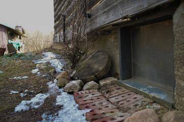 Old log home cellar