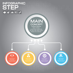 4 Steps Infographic Design Elements for Your Business Vector Illustration.